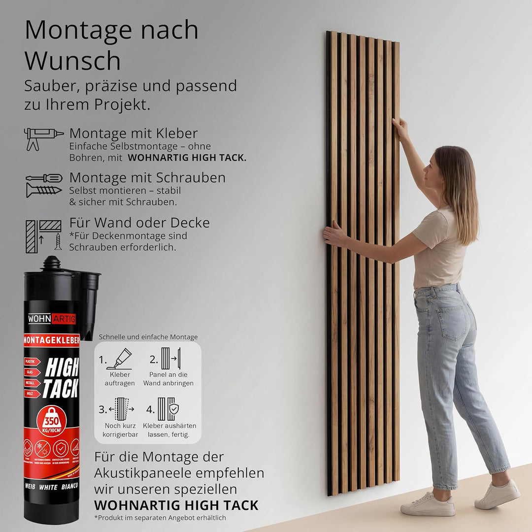 Akustikpaneele SPAZIO 1,404m² – 260cm x 54cm* Set – (Set = 2Stück 260cm x 27cm) | Farbe: Anthrazit 6
