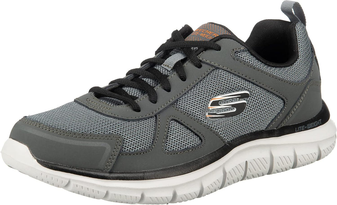 Skechers Herren Sneaker Sportschuhe 42 EU Charcoal Leather Mesh Pu Black Trim, 42 EU Charcoal Leathe