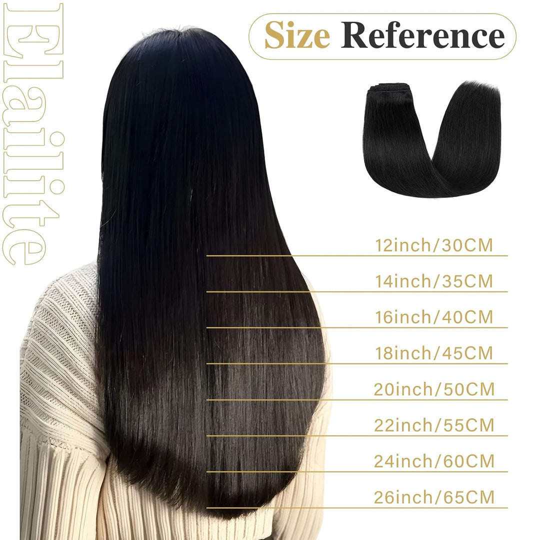 Elailite Clip in Extensions Echthaar Doppelt Tressen für Mädchen Haarverlängerung Haarteil 8 Teilig