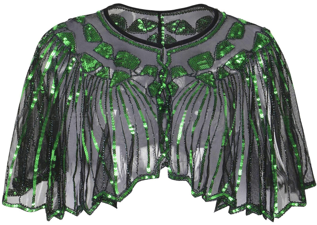 BAOKELAN Frauen 1920er Schal Pailletten Perlen Abend Cape Retro Wraps Schal Cover Up für Hochzeit Pa