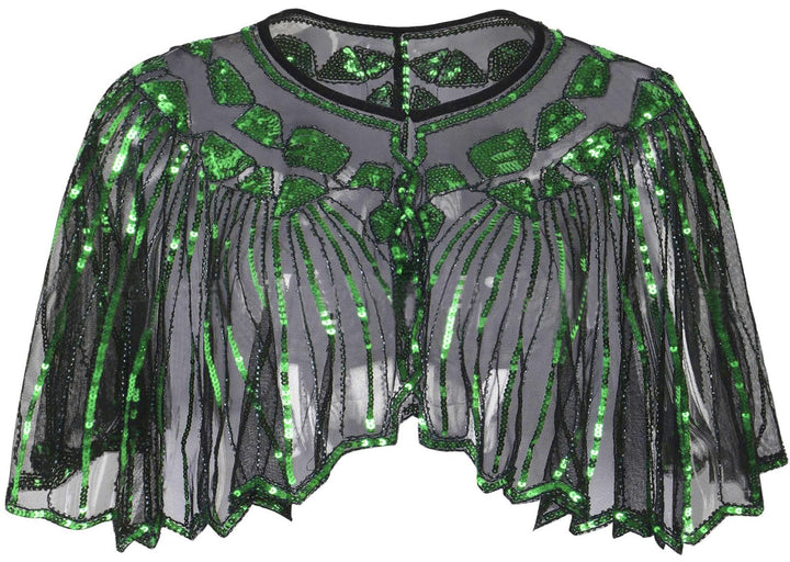 BAOKELAN Frauen 1920er Schal Pailletten Perlen Abend Cape Retro Wraps Schal Cover Up für Hochzeit Pa