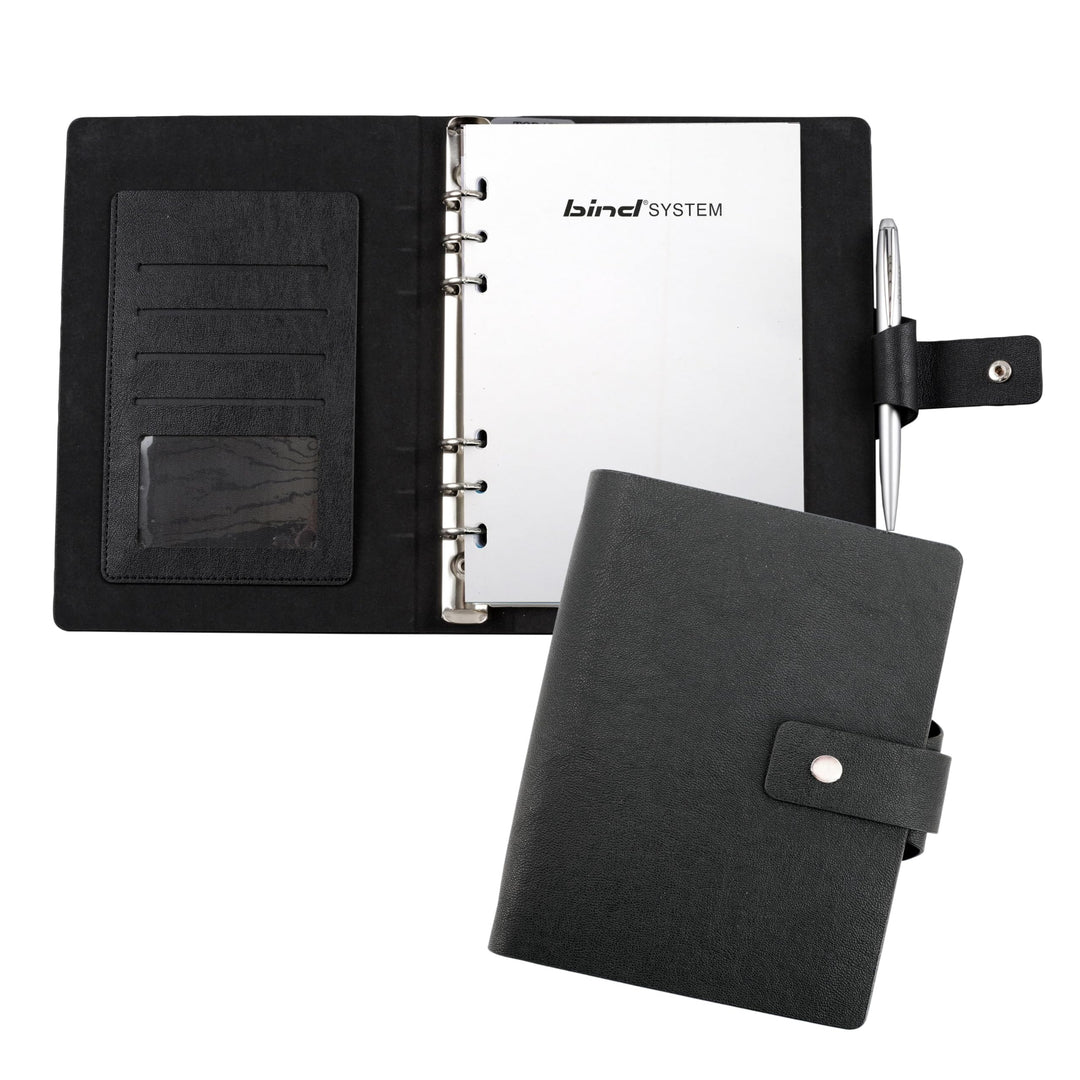 bind 15801 - Terminplaner mit Ringmechanik DIN A5, Organizer aus Lederimitat, Systemplaner in schwar