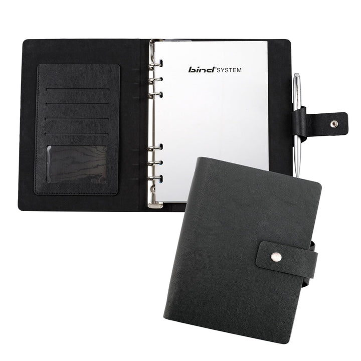 bind 15801 - Terminplaner mit Ringmechanik DIN A5, Organizer aus Lederimitat, Systemplaner in schwar
