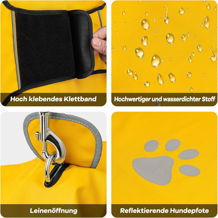 Hunderegenmantel DQGHQME Regenjacke Hunde Reflektierend, Regenmantel Hund Wasserdicht, Regencape Hun