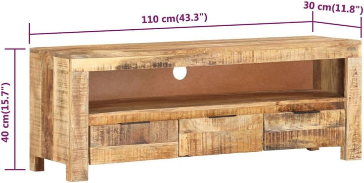 vidaXL Raues Mangoholz TV Schrank mit 1 Fach 3 Schubladen Lowboard TV Möbel Tisch Board Sideboard Fe