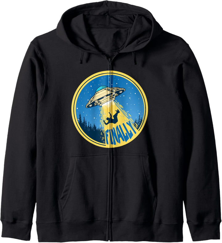 Finally! Vintage Funny UFO Flying Saucer Abduction Retro 80s Kapuzenjacke
