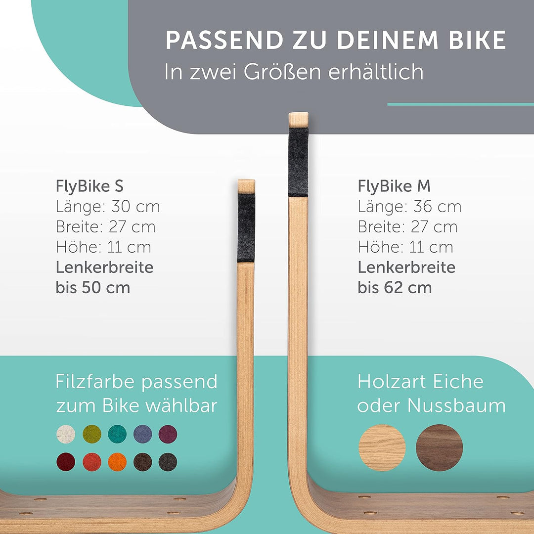 madeco Fahrrad Wandhalterung Holz - FlyBike M Eiche - Design Fahrradhalterung Wand Aufhängung für Wo