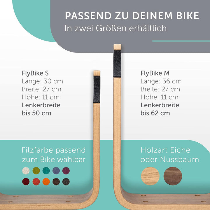 madeco Fahrrad Wandhalterung Holz - FlyBike M Eiche - Design Fahrradhalterung Wand Aufhängung für Wo