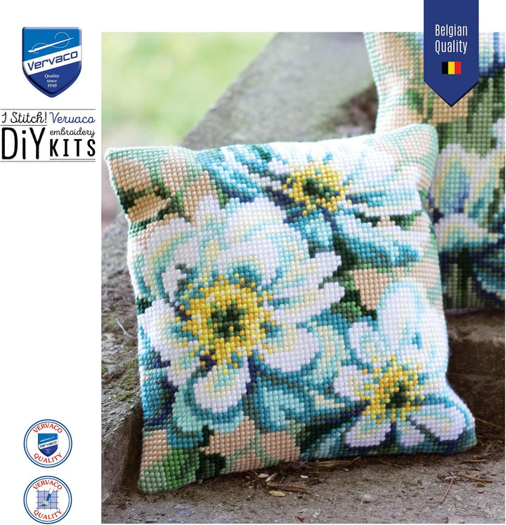 Vervaco Kreuzstichkissen Kreuzstichpackung, Stramin, weiss, 40 x 40 x 0,3 cm