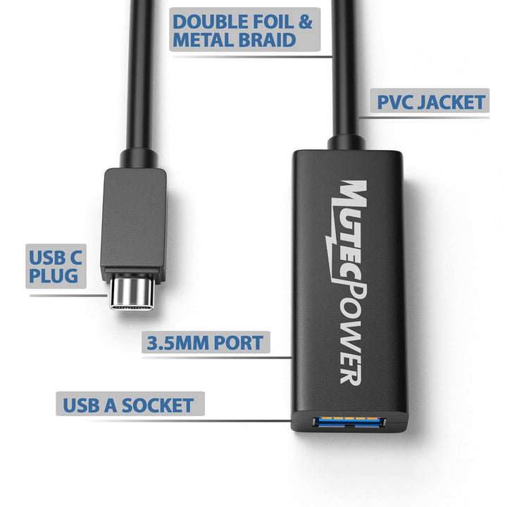 MutecPower 10m USB C auf USB A Adapter Kabel OTG USB 3.0 typ C männlich zu Aktiv USB typ A weiblich