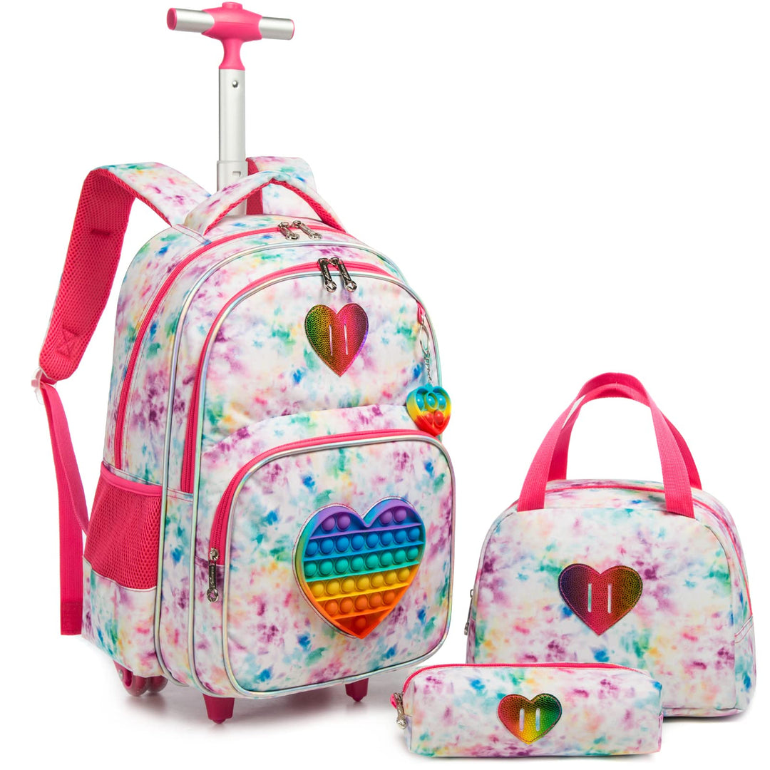 Rucksack Mädchen Schulranzen Trolley Schulrucksack Teenager 3PCS 17” Kinder Schultrolley Geeignet fü