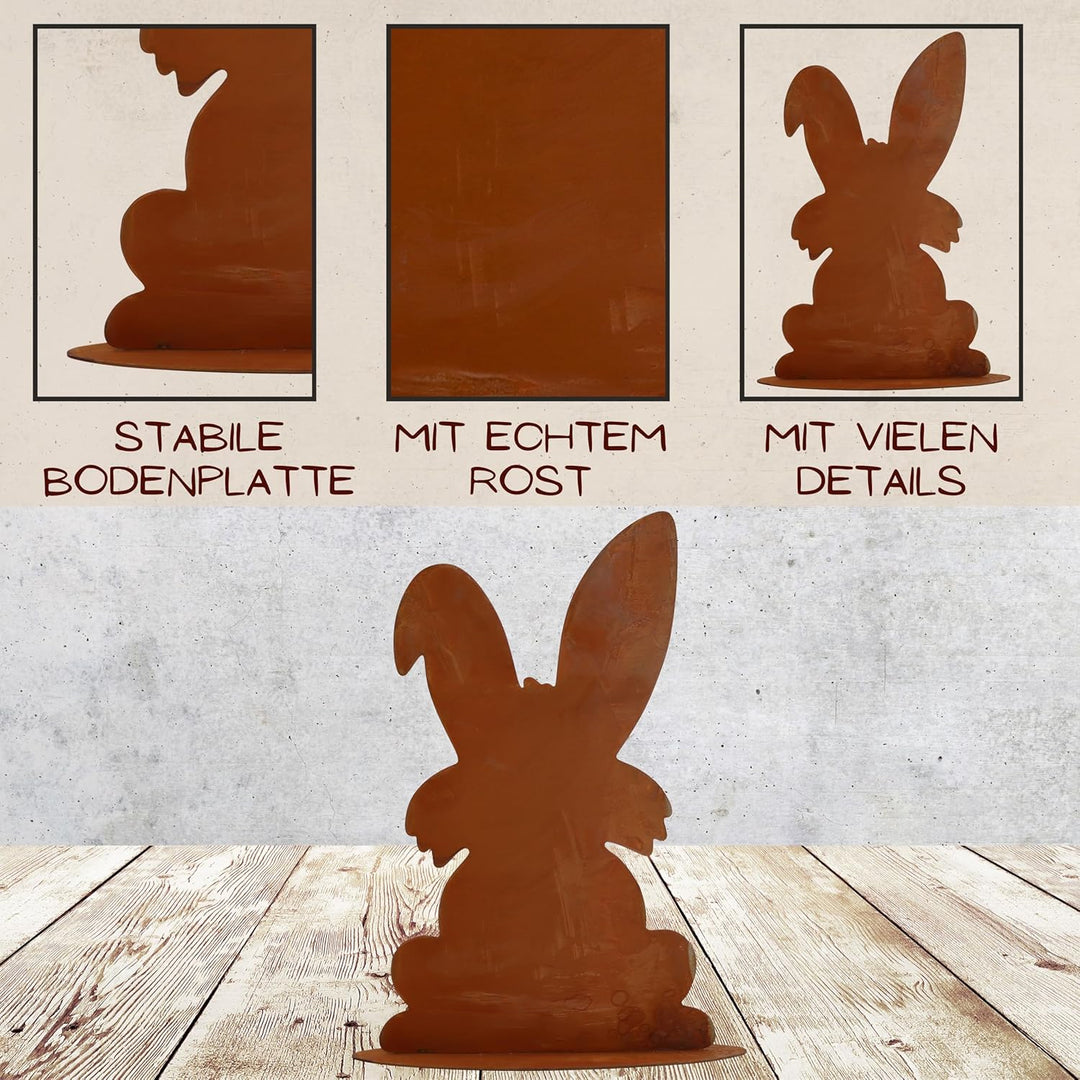 Rostikal Edelrost Gartendeko 40 cm Osterdekoratoin Hase Rost Deko Frühling Maximilian, Maximilian