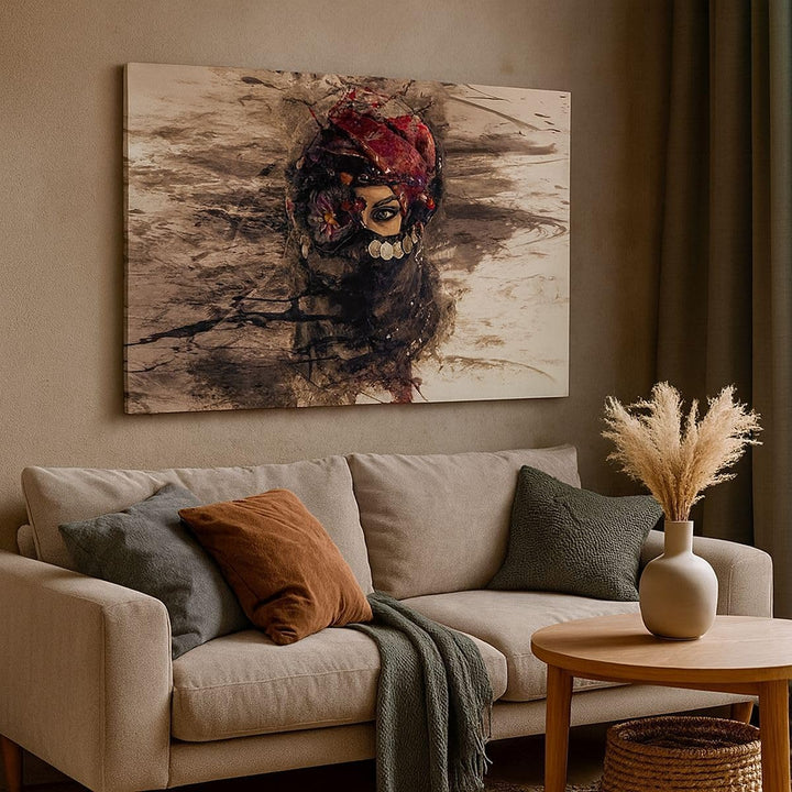 Bilder auf Leinwand Frau Folklore Leinwandbild mit Rahmen 70x50cm Wandbilder Dekoration Wohnzimmer S