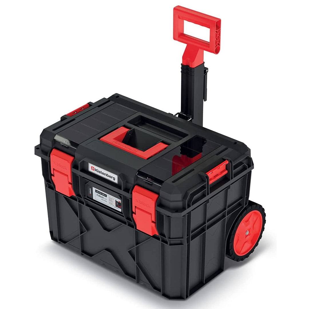 Profi Werkzeugkoffer Werkzeugtrolley Rollende Werkstatt Toolbox Mit Aluminium-Teleskopstiel Belastba
