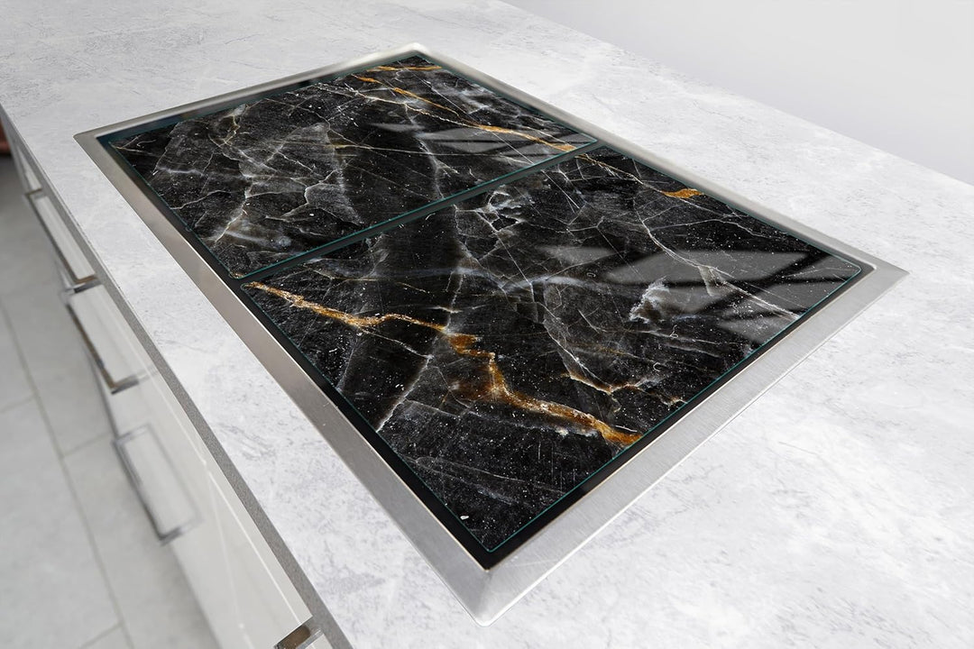 TMK ArtDeko Herdabdeckplatte 2 Teilig 30x52 + 40x52 cm - Spritzschutz Herdabdeckung – Herdschutz aus