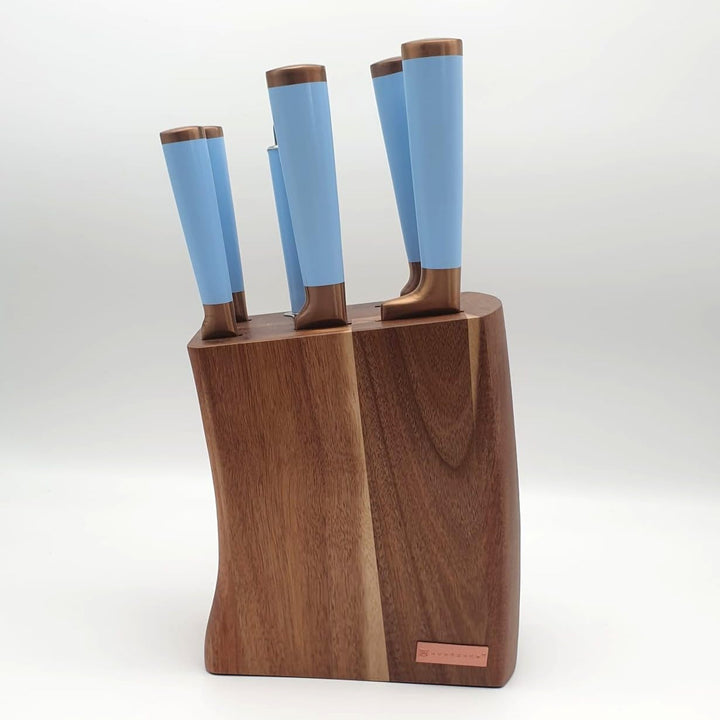 Küchenmesser Messerset mit Luxus- Holz Messerblock - 7-tlg EB 11029 Edenberg (Blau), Blau