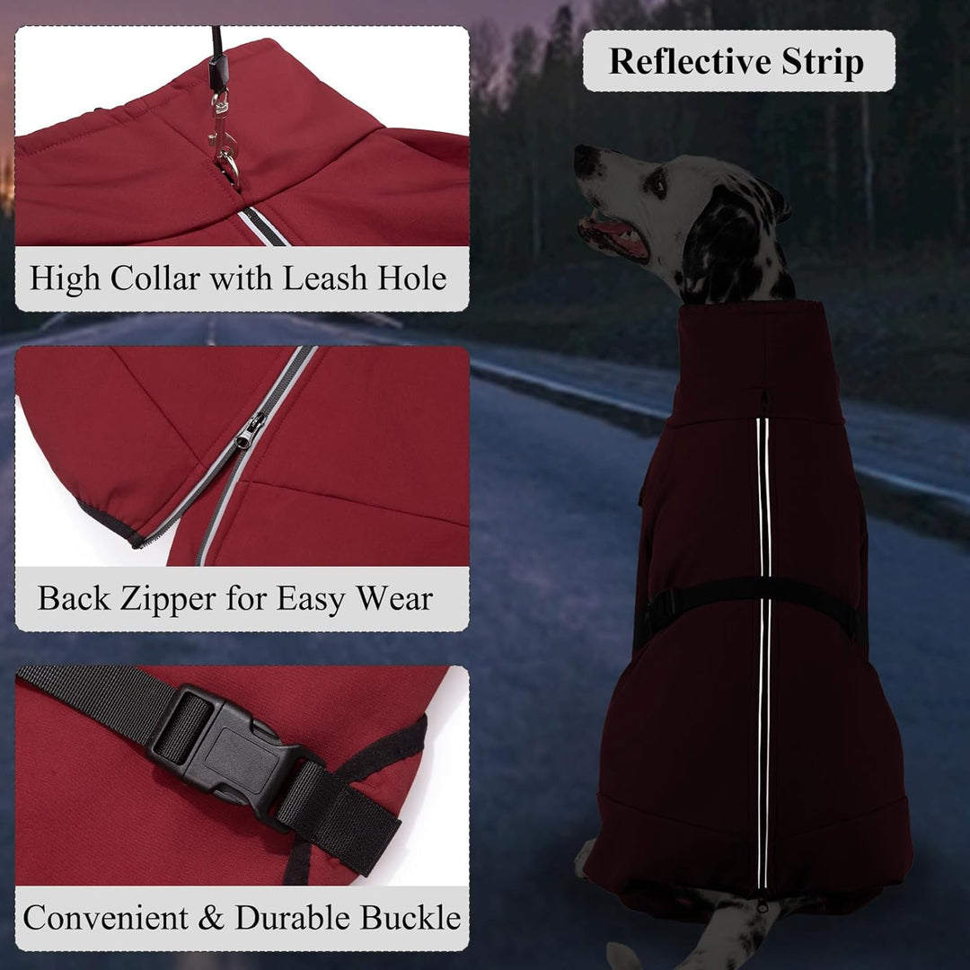Hundemantel Wasserdicht Warm mit Beinen Hundejacke Winter Reflektierend Reissverschluss Hundemantel