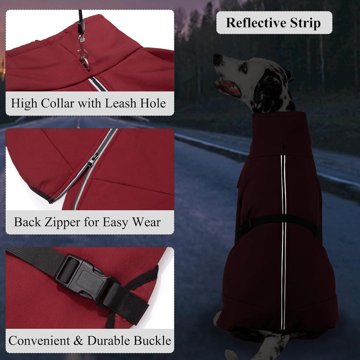 Hundemantel Wasserdicht Warm mit Beinen Hundejacke Winter Reflektierend Reissverschluss Hundemantel