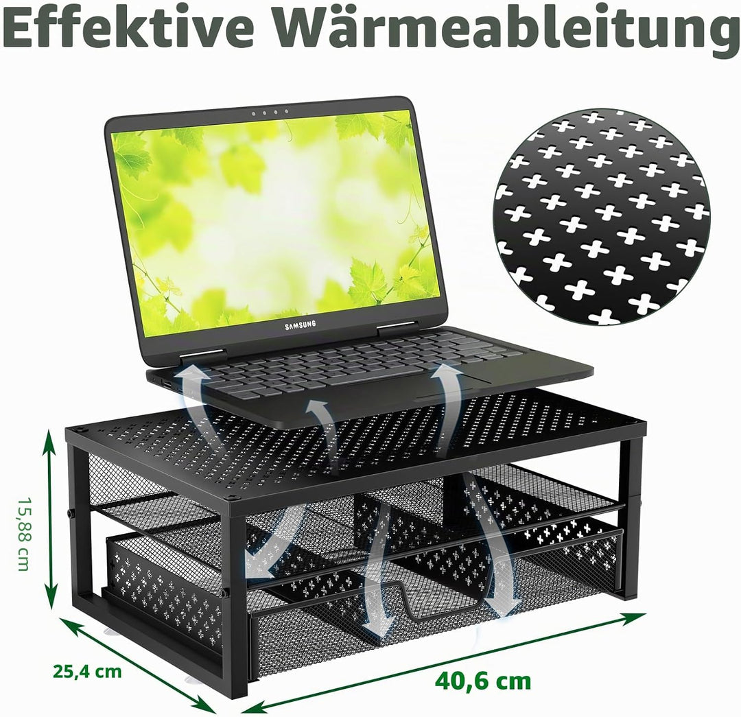 Simple Trending Monitorständer aus Metall und Schreibtisch-Organizer mit Schublade für Laptop, Compu