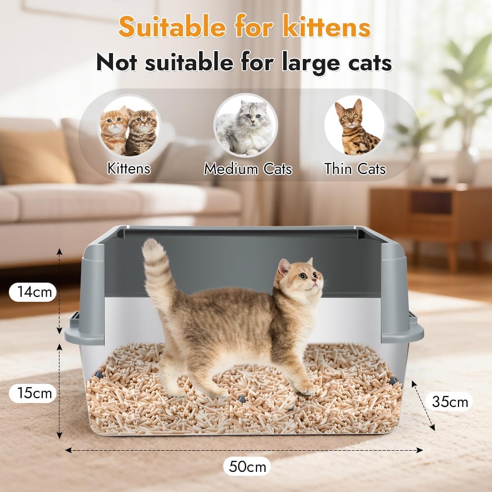 Vivifying Katzenklo Edelstahl, Leicht zu Reinigen und Geruchsresistent Katzentoilette Edelstahl Ausl