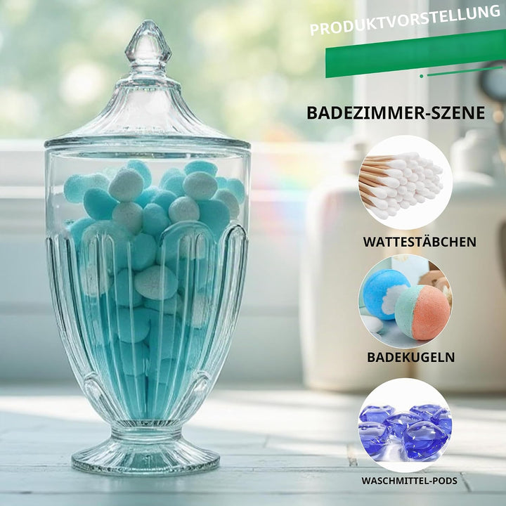 2 x 750 ml Glas-Süssigkeiten-Gläser mit Deckel, transparent, dekorative Vorratsdosen für Süssigkeite