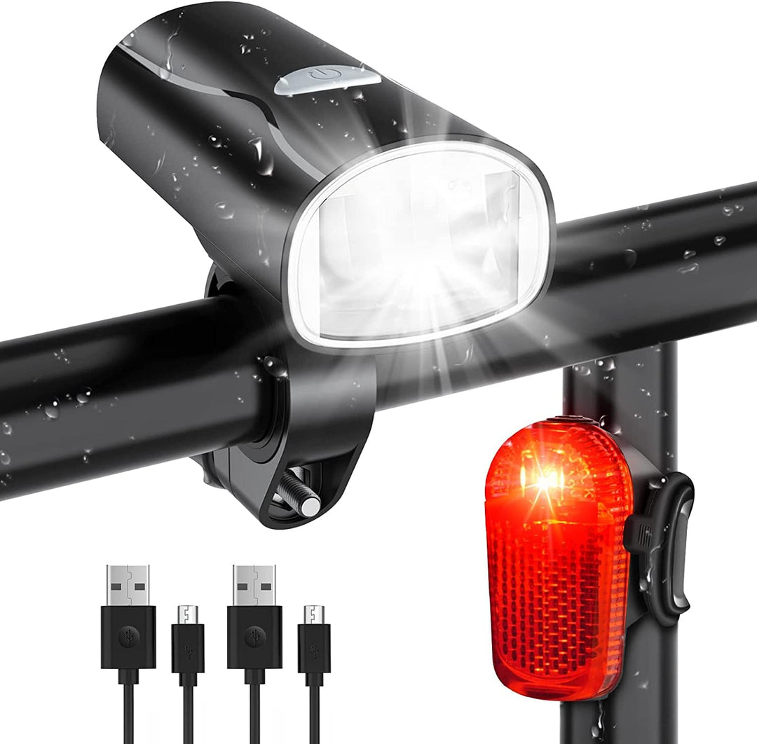 LED Fahrradlicht Set, STVZO Zugelassen Fahrradbeleuchtung Fahrradlampe Wasserdicht und USB-Aufladung