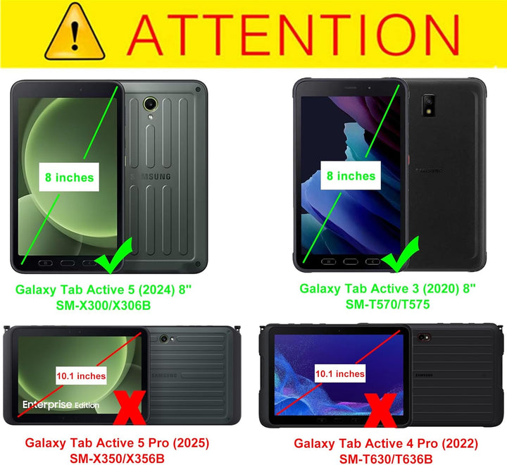 Junfire Schutzhülle stossfest für Samsung Galaxy Tab Active 5 2024 / Active 3 2020 8 Zoll, Hülle mit