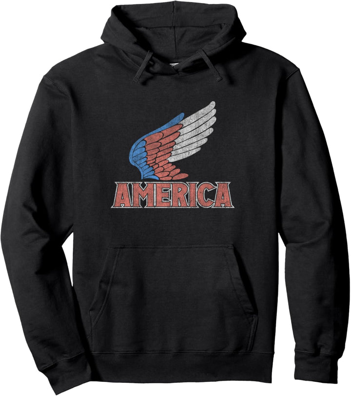 Americana Red White and Blue Wings America Pullover Hoodie