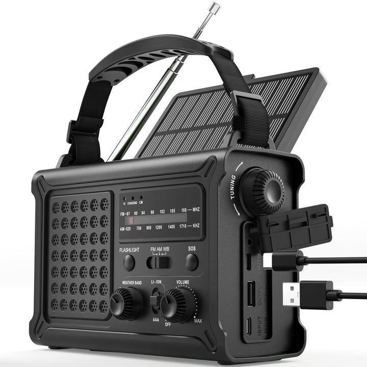 ROCAM 12000mAh Notfallradio, Kurbelradio mit 8500mm² Solarpanel & 650mA Kurbel, Tragbares Solar Radi