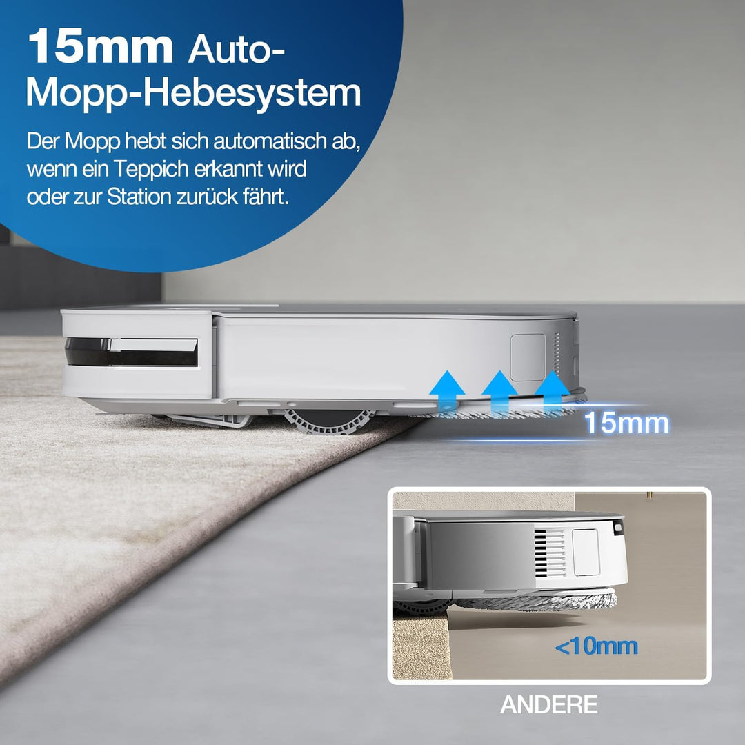 ECOVACS DEEBOT X2 OMNI Saugroboter mit Wischfunktion 8000Pa, schlankes quadratisches Design, 15mm Mo
