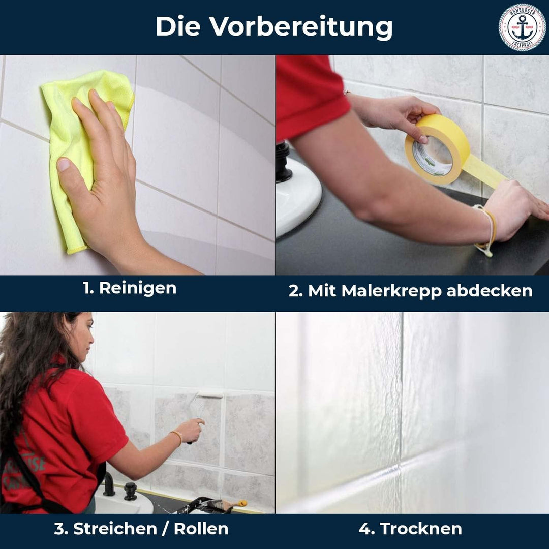 Hamburger Lack-Profi Fliesenlack GLÄNZEND Gelboliv RAL 6014 Grün Fliesenfarbe für Bodenfliesen &amp; Wan