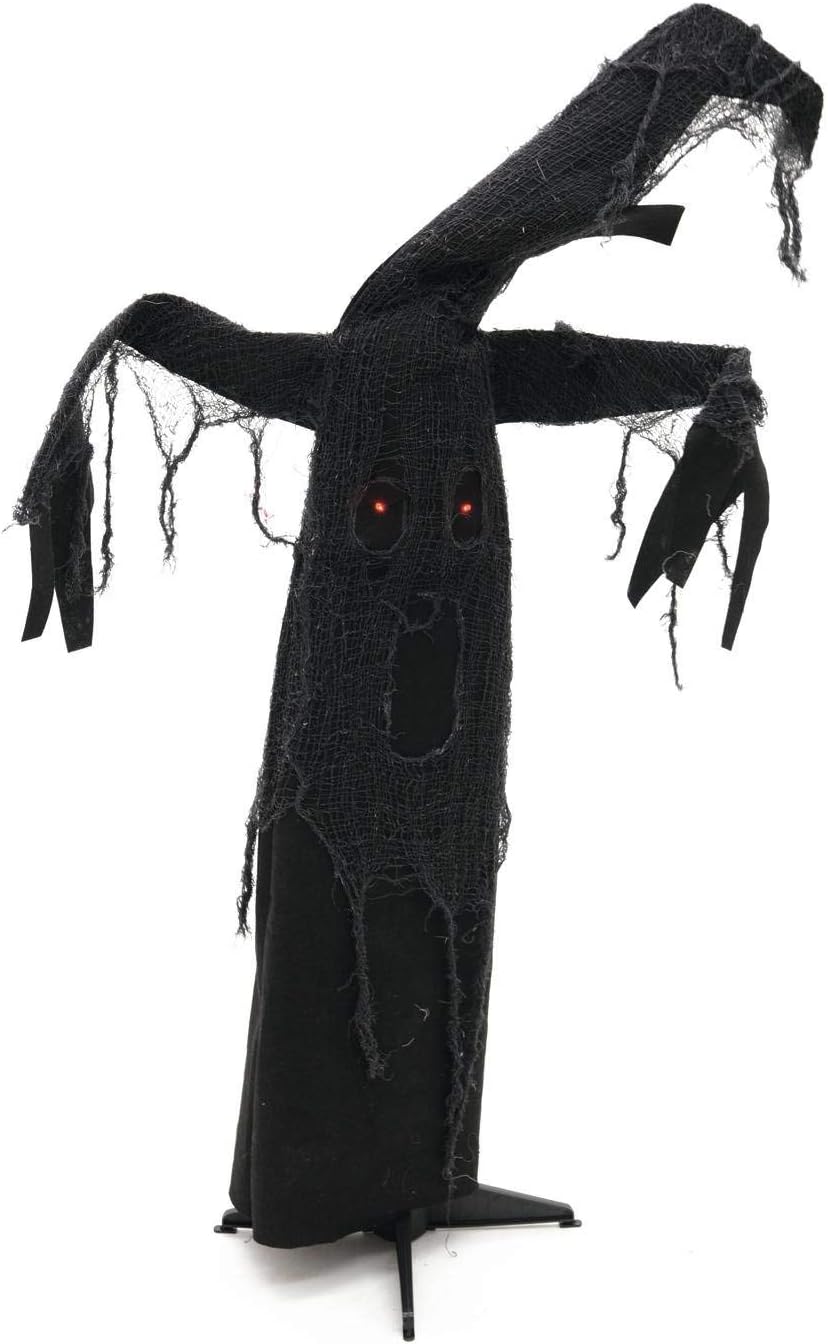 EUROPALMS Halloween Schwarzer Baum, animiert 110cm / Schwarzer Geisterbaum, der Sich zu Geräuschen b