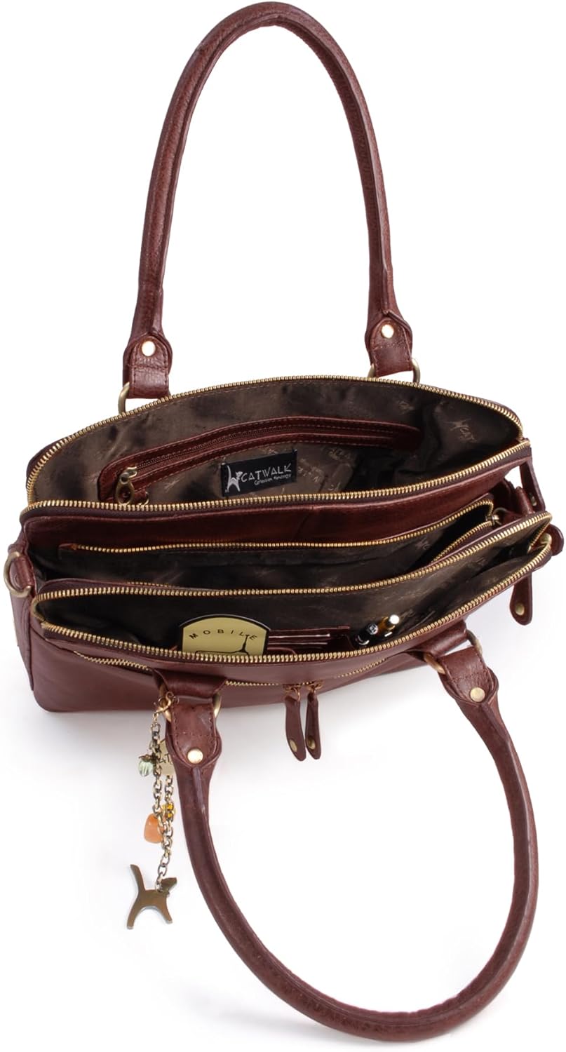 Catwalk Collection Handbags - Damen Leder Schultertasche - Umhängetasche Gross - Tote Bag - Handtasc
