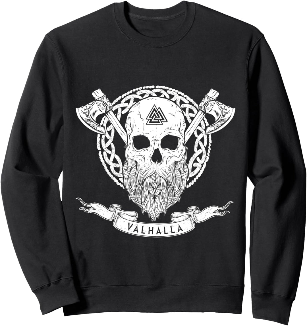 Wikinger Schädel Walhalla Viking Skull Bart Beard Valhalla Sweatshirt