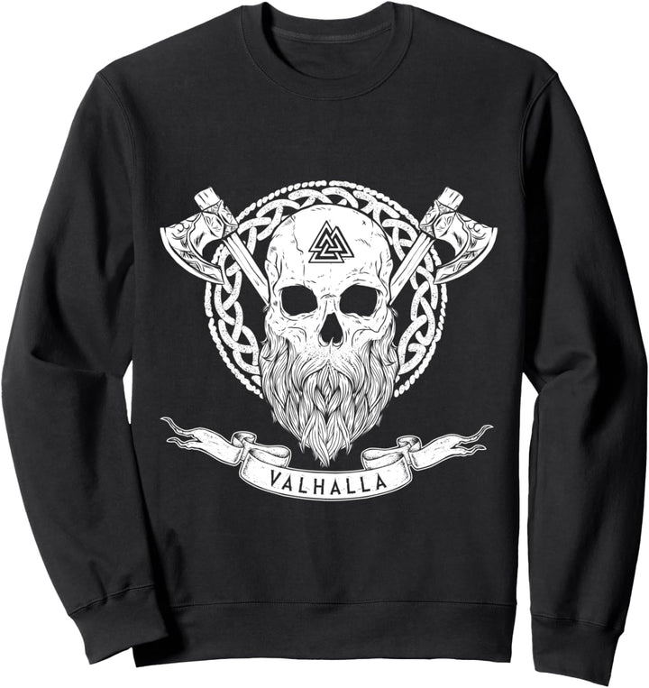 Wikinger Schädel Walhalla Viking Skull Bart Beard Valhalla Sweatshirt