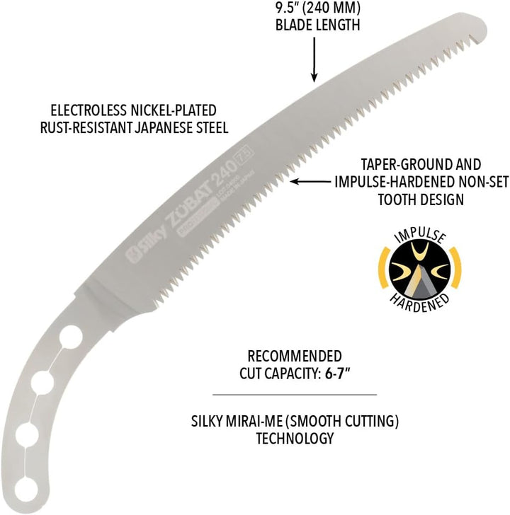 Silky 271-24 Ersatz-Sägeblatt 240mm 7,5 Zähne/30mm Ersatzblatt, 240mm 7,5 Zähne/30mm Ersatzblatt