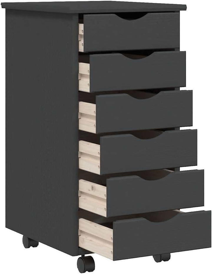 vidaXL Rollschrank, Rollcontainer mit 6 Schubladen, Kommode Schubladenschrank mit Rollen, Büroschran