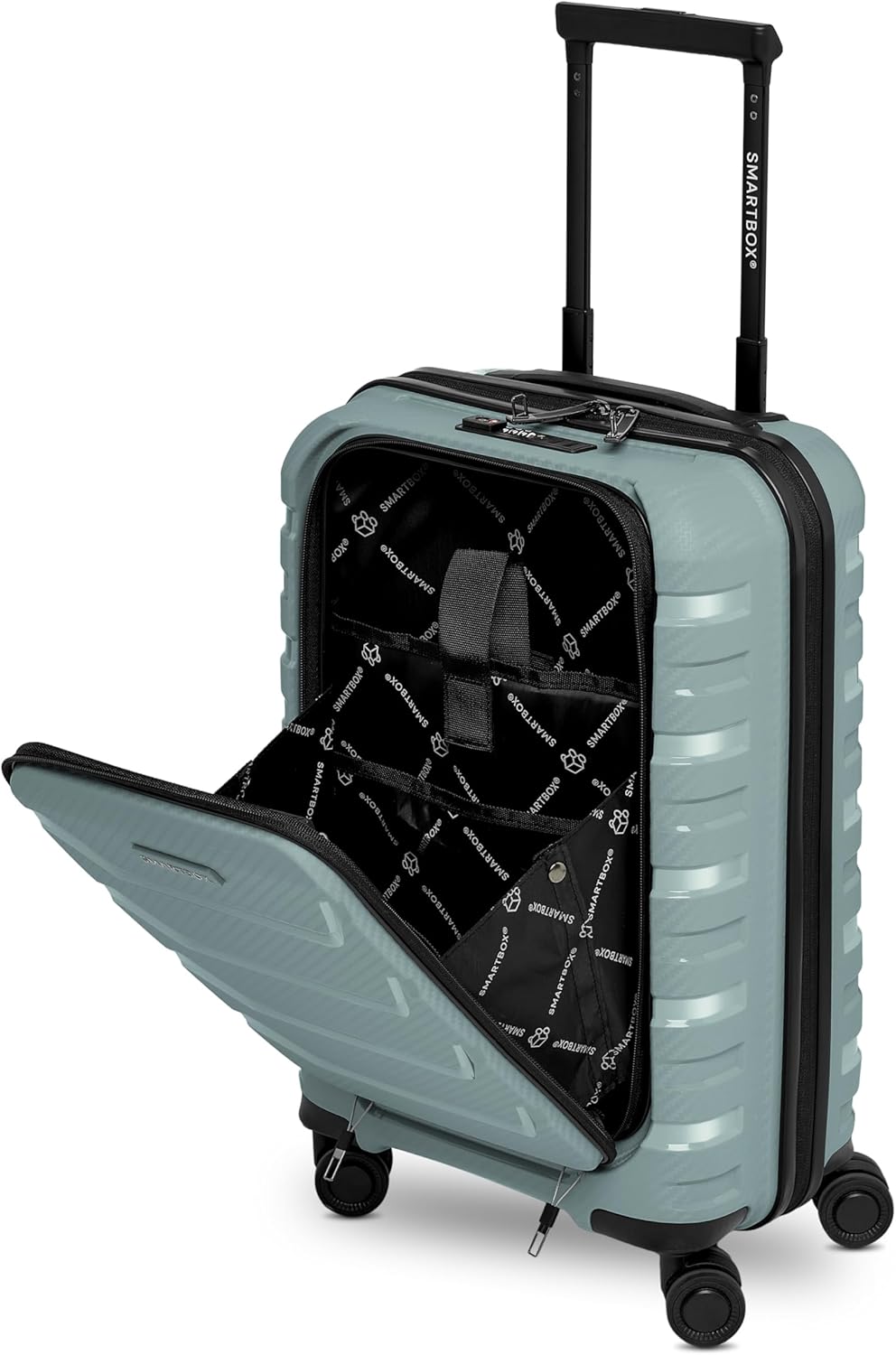Smartbox Kabinenkoffer mit Laptopfach 36x22x55 cm, Handgepäck Koffer mit Frontöffnung, Leichter Hart