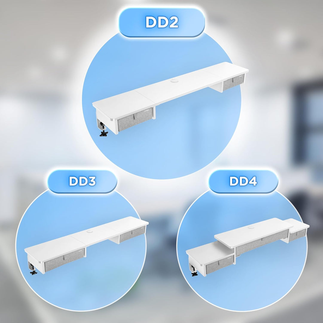 Duronic DD2 WE Schreibtischaufsatz für 2 Monitore | 120 x 25 x 11,5 cm | Monitorerhöhung mit Tischkl