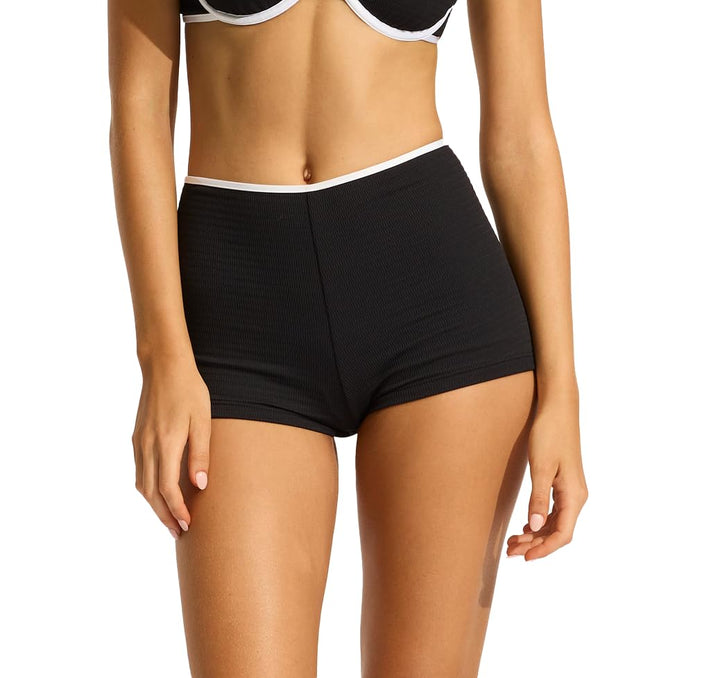 Seafolly Damen Boyleg Bottom Swimsuit Bikini-Unterteile 2 Beach Bound Black, 2 Beach Bound Black