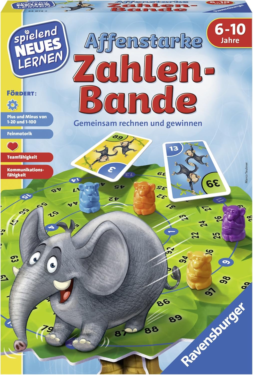 Ravensburger 24976-1x1 Drachen - Lernspiel für Kinder & 24973 - Affenstarke Zahlen-Bande - Spielen u