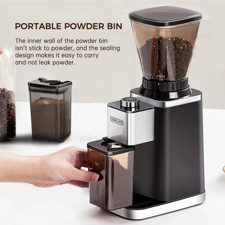 Cafelffe MK-301 Kaffeemühle mit konischem Mahlwerk – Elektrische automatische Bohnenmühle mit 420 Ma