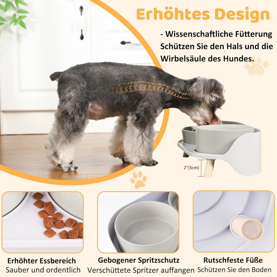 Antischlingnapf Hunde Keramik Hundenapf Erhöht - Anti Schling Napf Hund Set für Mittelgrosse und Kle