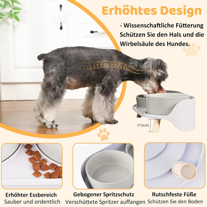 Antischlingnapf Hunde Keramik Hundenapf Erhöht - Anti Schling Napf Hund Set für Mittelgrosse und Kle