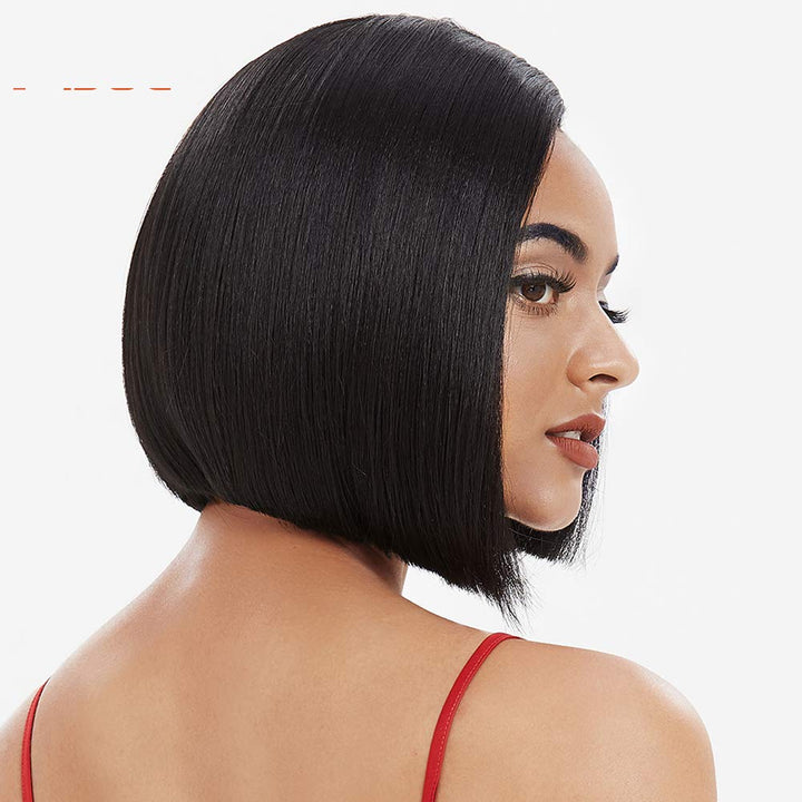Début Lace Front Perücke für schwarze Damen Bob Perücke für weisse Damen Kunsthaar 24 cm 120g Natur