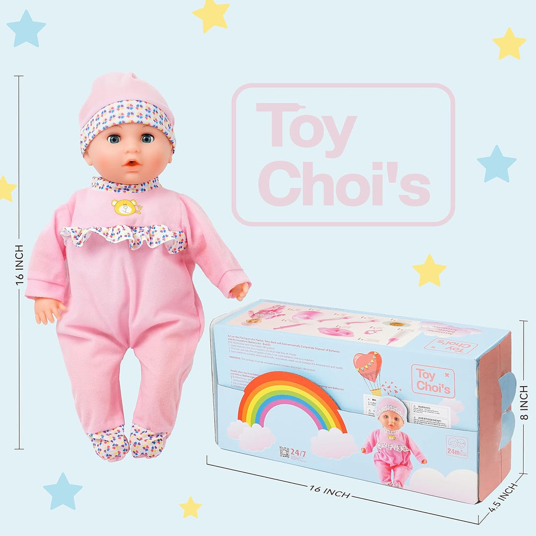 Toy Choi's Baby Puppe – Sprechende 40cm Puppen für Mädchen ab 2 Jahren mit Geräuschen und lustigem F