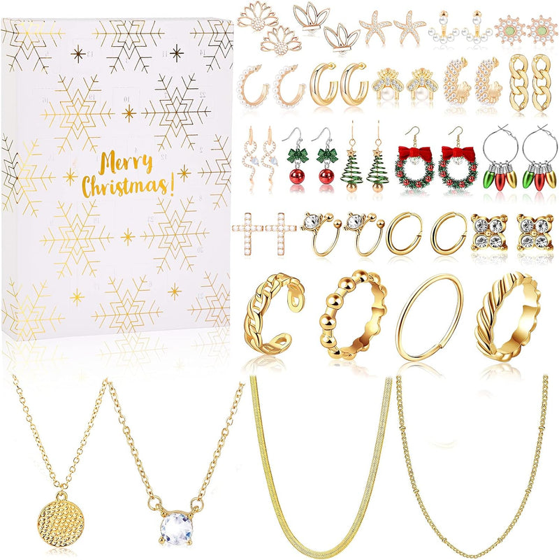 MJARTORIA Schneeflocke Schmuck Adventskalender 2023 Weihnachtskalender für Damen Frauen Mädchen Weih