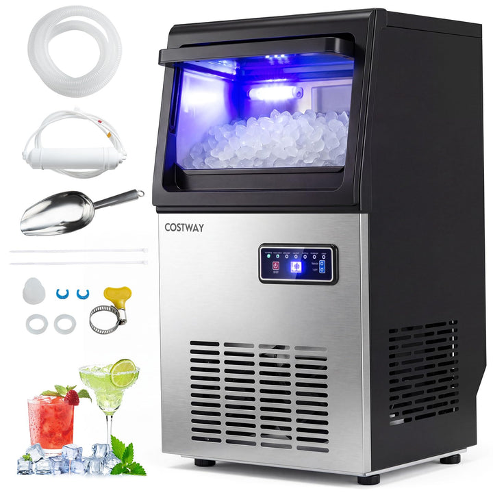 COSTWAY Gewerbliche Eiswürfelmaschine aus Edelstahl, Eiswürfel 41kg/24 Std. Modell 2, Modell 2