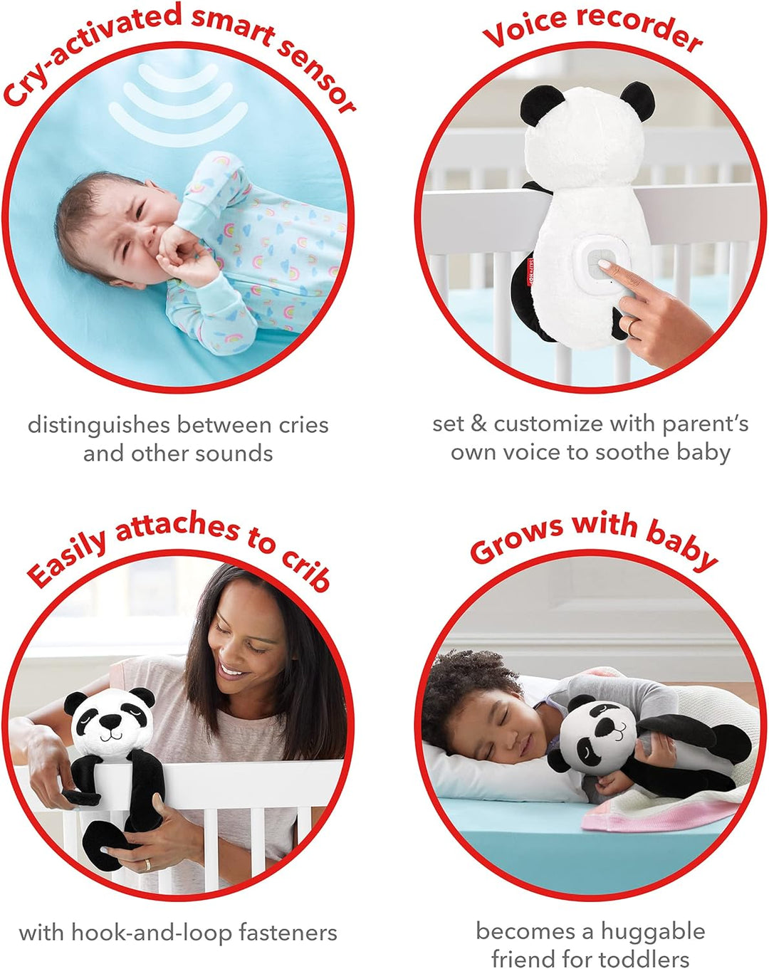 Skip Hop Einschlafhilfe und Babytröster Panda mit Musik- und Aufnahmefunktion, mit Sensor der durch
