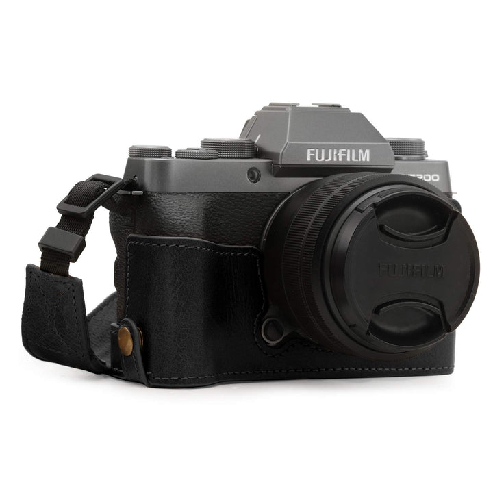 MegaGear MG1885 Ever Ready Kameratasche aus Echtleder, für Fujifilm X-T200, Schwarz, Schwarz
